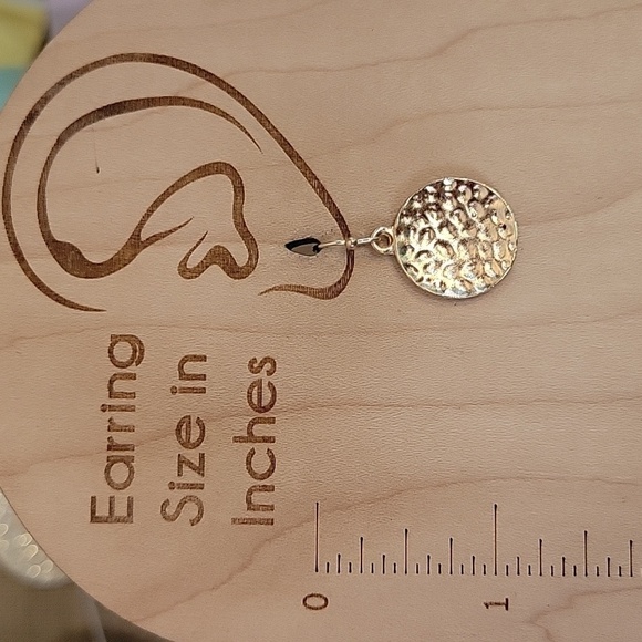 Hammered Disc Drop Earrings, Choice of Color - Picture 4 of 8